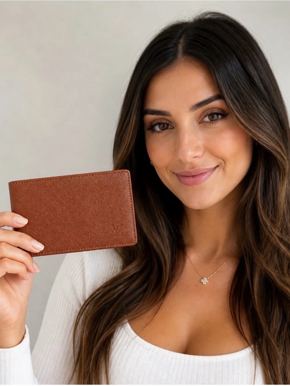 LOUIS VUITTON brown multiple bifold wallet in durable Taiga cross-grain leather